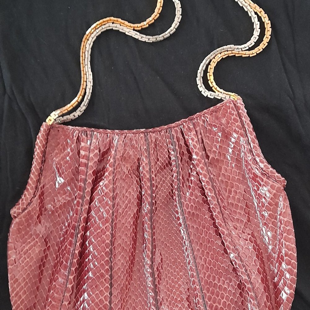 Judith Leiber snake handbag with gold and silver chains